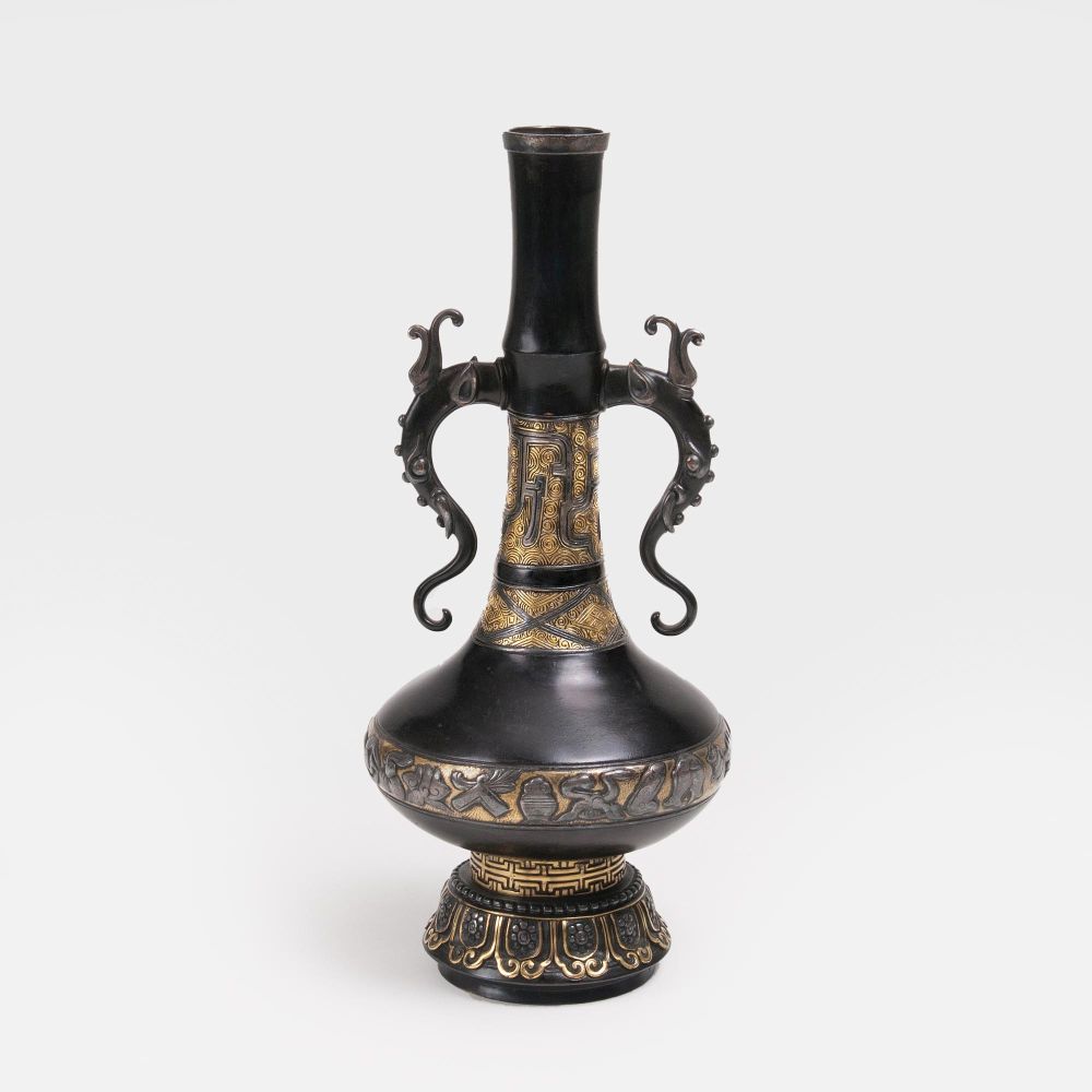 Emile-Auguste Reiber - A Rare Vase with Japanese Decor for Cristofle & Cie A Rare Vase with Japanese Decor for Cristofle & Cie