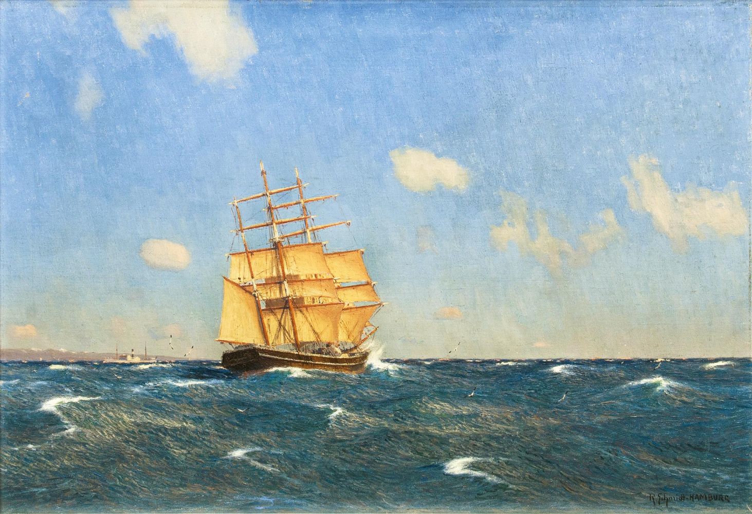 Robert Schmidt-Hamburg - Dreimaster vor einer Küste Dreimaster vor einer Küste