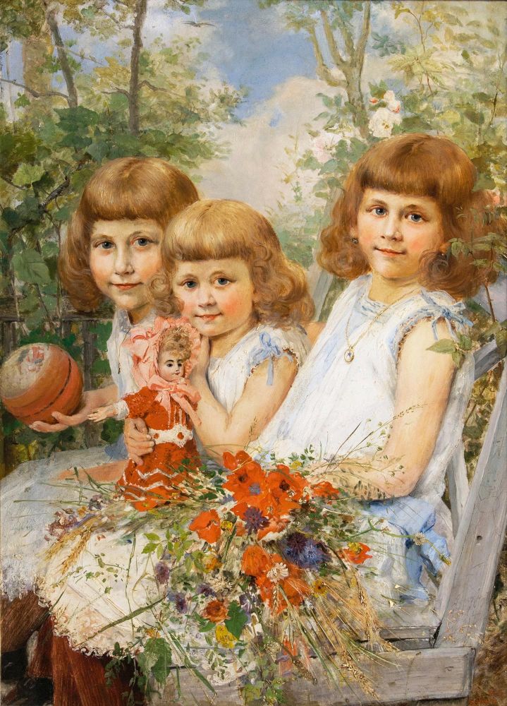 Arthur Kurtz - Drei Kinder im Garten Drei Kinder im Garten