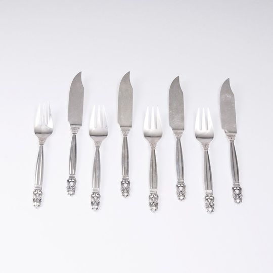 A Fish Cutlery 'Acorn' for 12 Persons