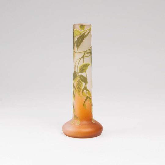 A Gallé Long-necked Vase with Maple