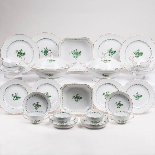 A Dinner Service 'Indian-Green' for 12 Persons