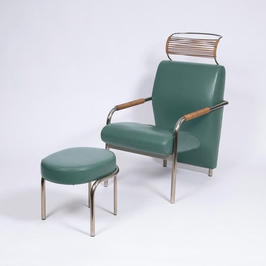 A Vintage  'Niccola Chair with Ottoman'