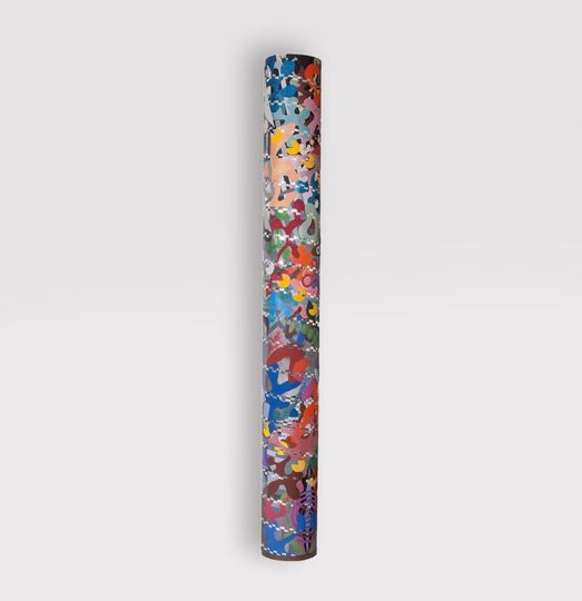 A Large Decorative Column with Amorphous Collages