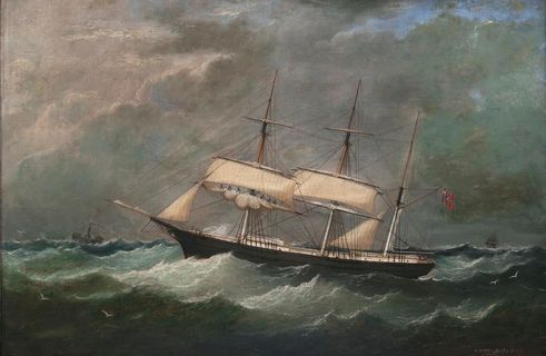 A Norwegian Three-Master in a Gale