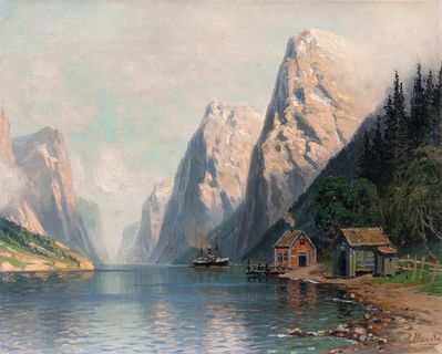 Dampfer im Fjord