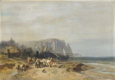 Fisher Folk at the Cliffs of Étretat - image 1