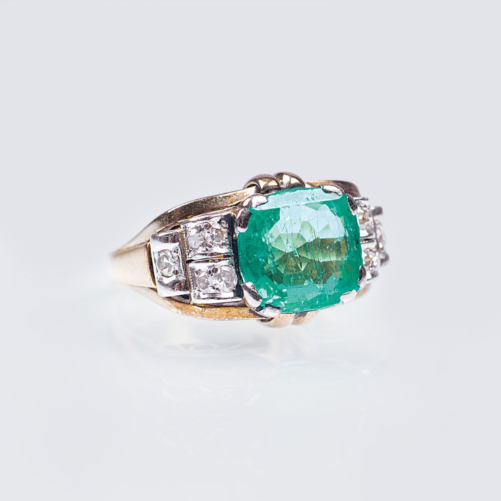 Vintage Smaragd-Diamant-Ring - Bild 2
