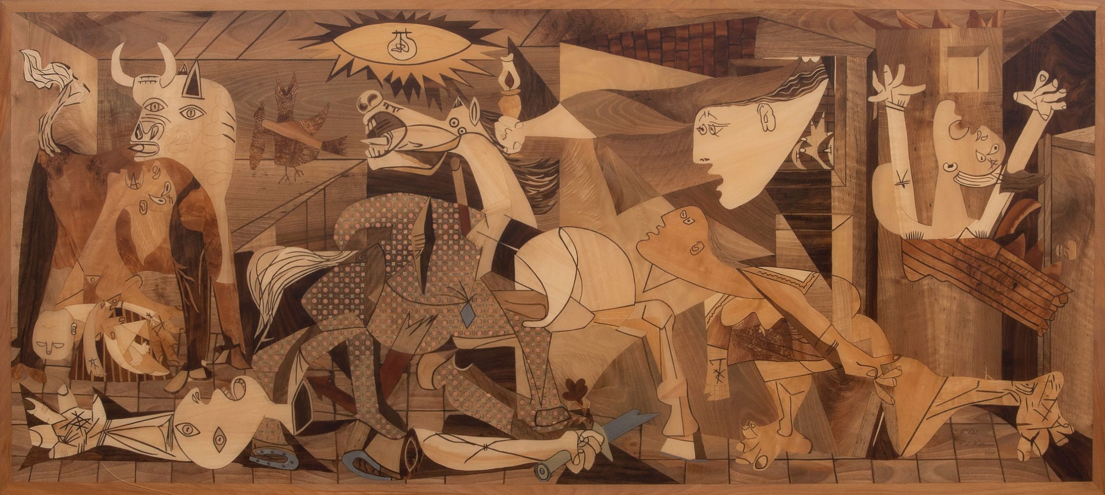 A Decorative Marquetry 'Guernica' after Picasso