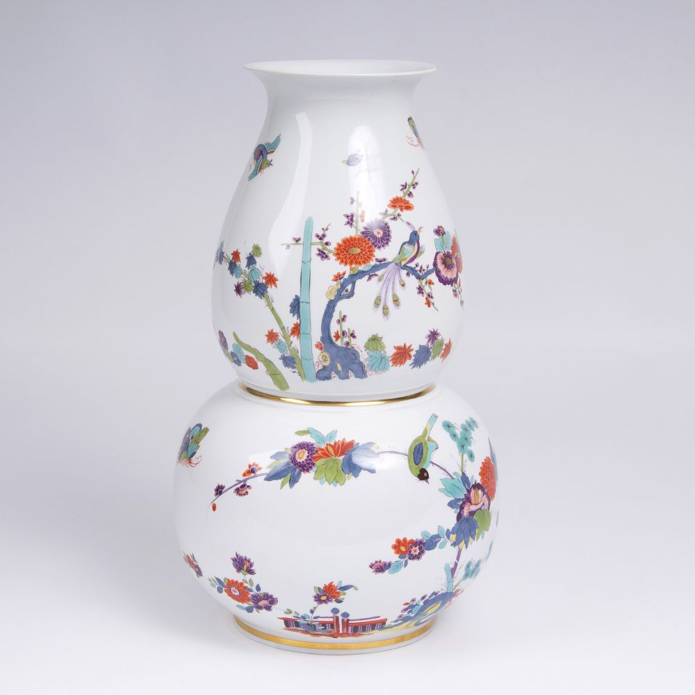 A Large Calabash Vase with Indian Flowers