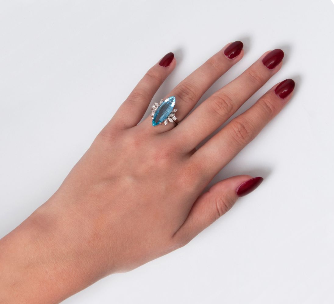 An Aquamarine Diamond Ring - image 2