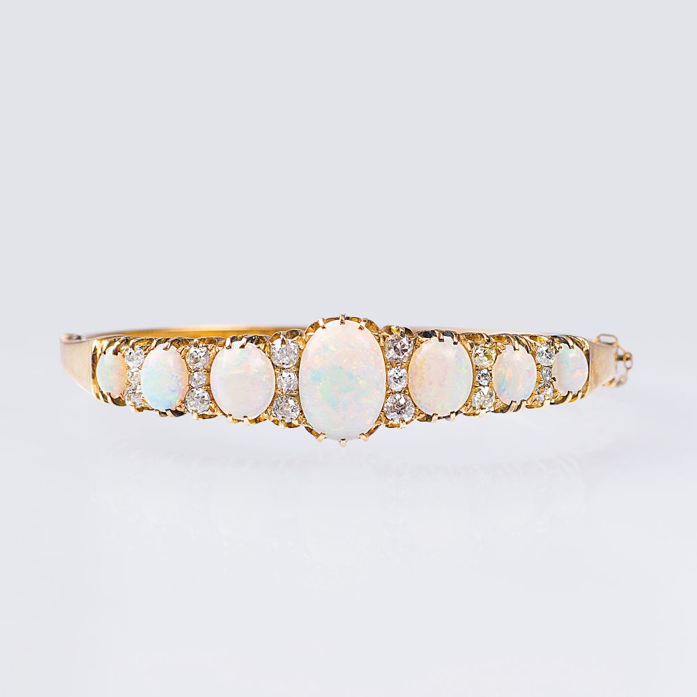 An antique Opal Diamond Bangle Bracelet
