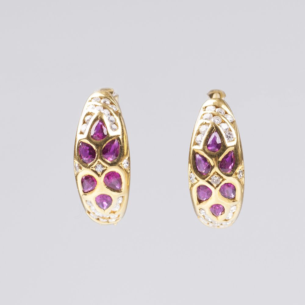 A Pair of small Ruby Diamond Earrings