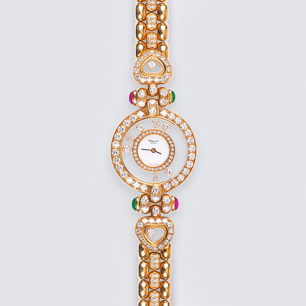 Gold Damen-Armbanduhr 'Happy Diamonds' mit reichem Brillant-Besatz - Bild 2