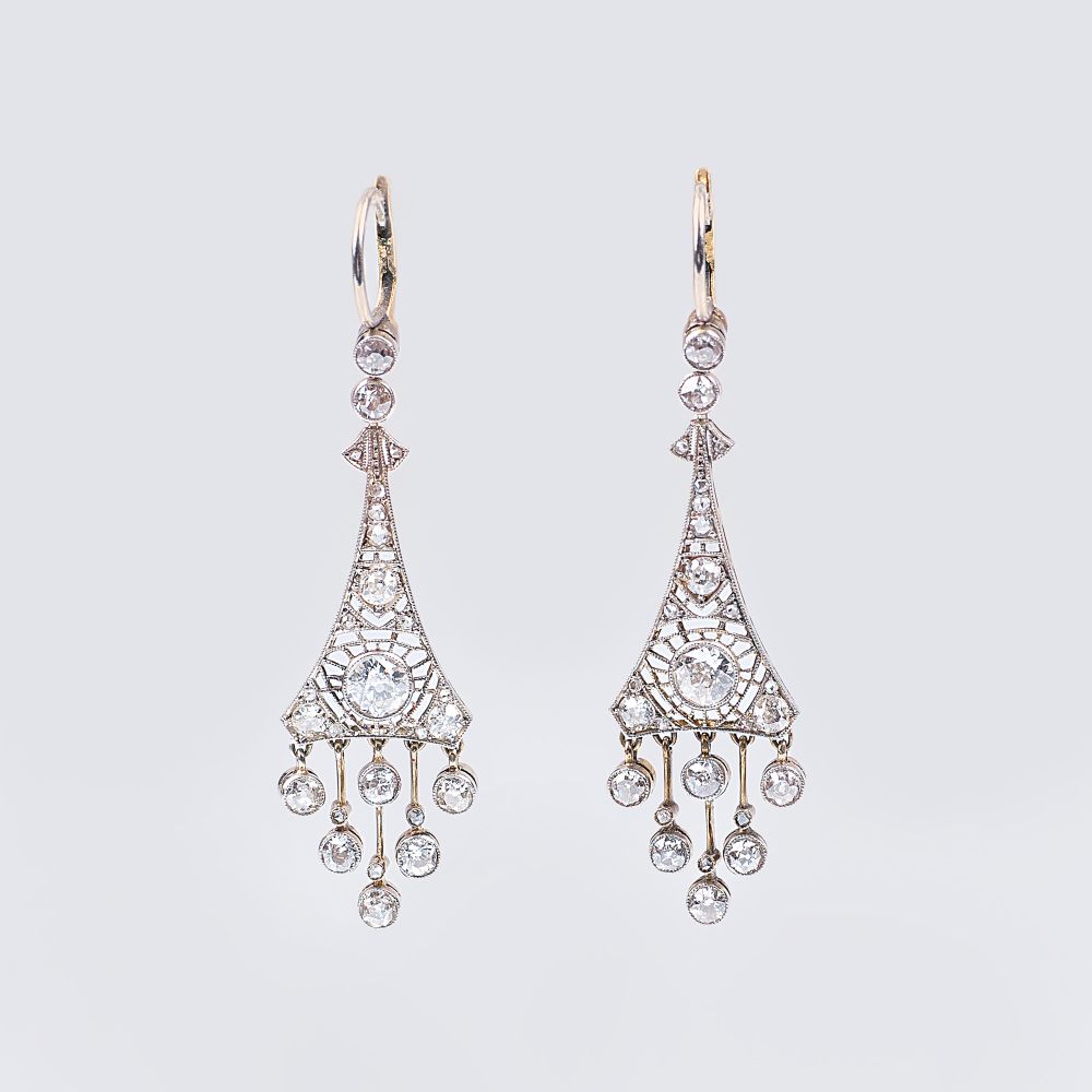 Paar Jugendstil Diamant-Ohrhänger Paar Jugendstil Diamant-Ohrhänger