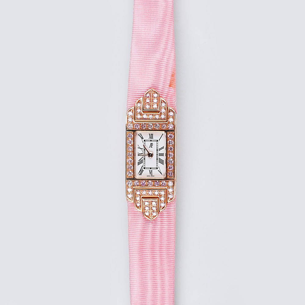 A Ladie's Gold Wristwatch 'Promesse' with Pink Diamonds