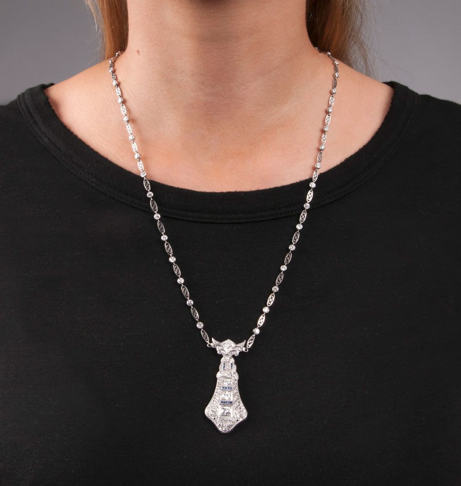 Langes Art-déco Diamant Collier - Bild 3