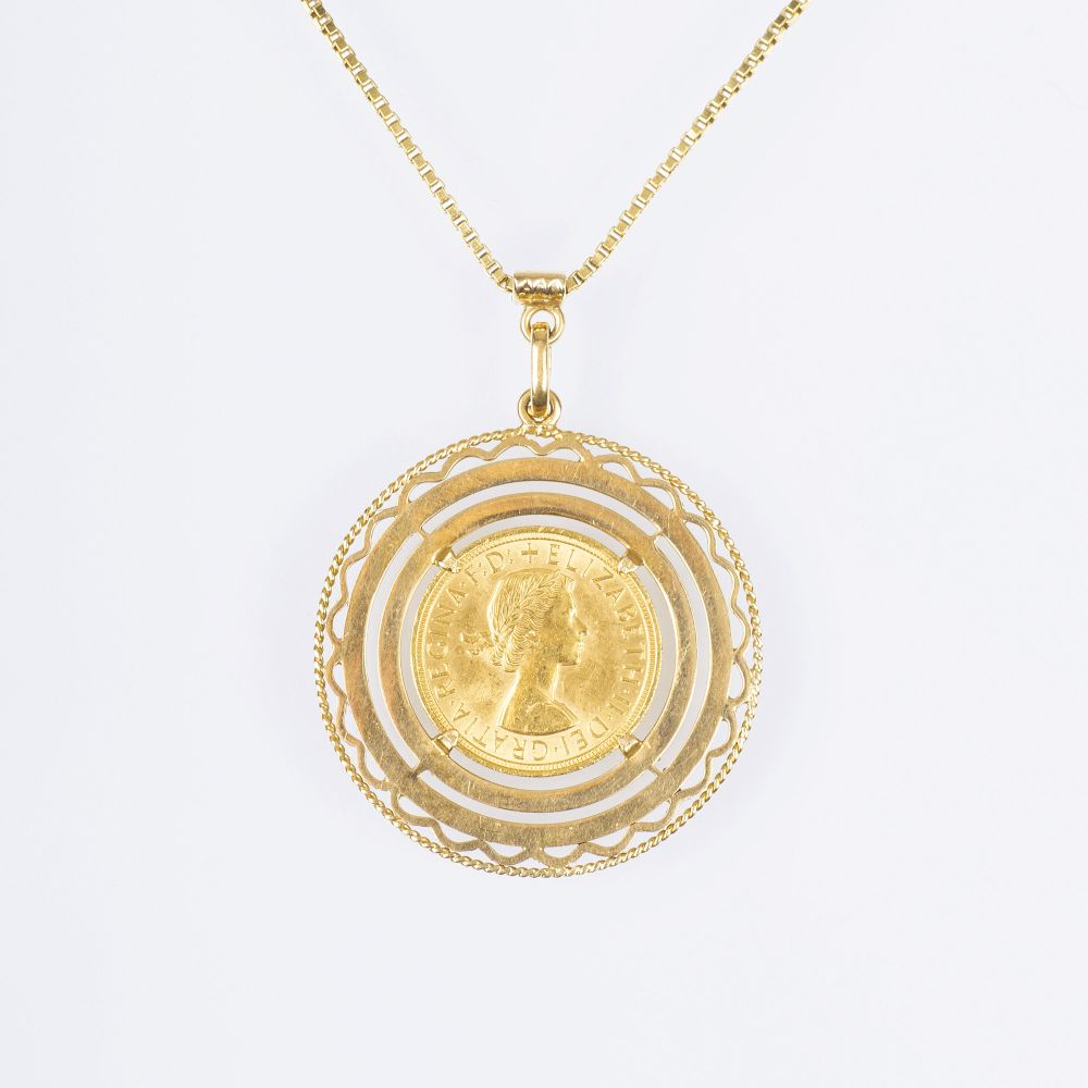 A Pendant with Gold Coin on necklace