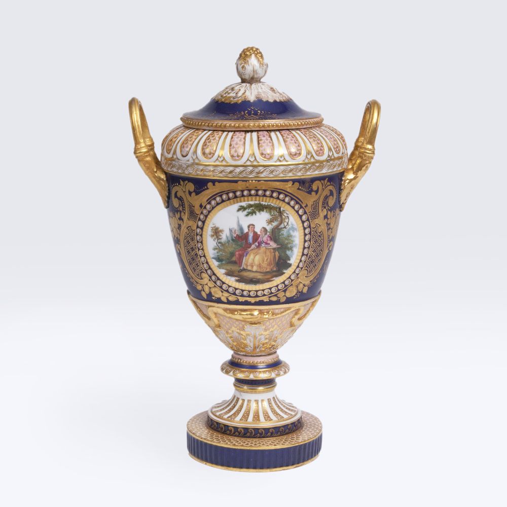 A Lidded Vase with Watteau Scenes