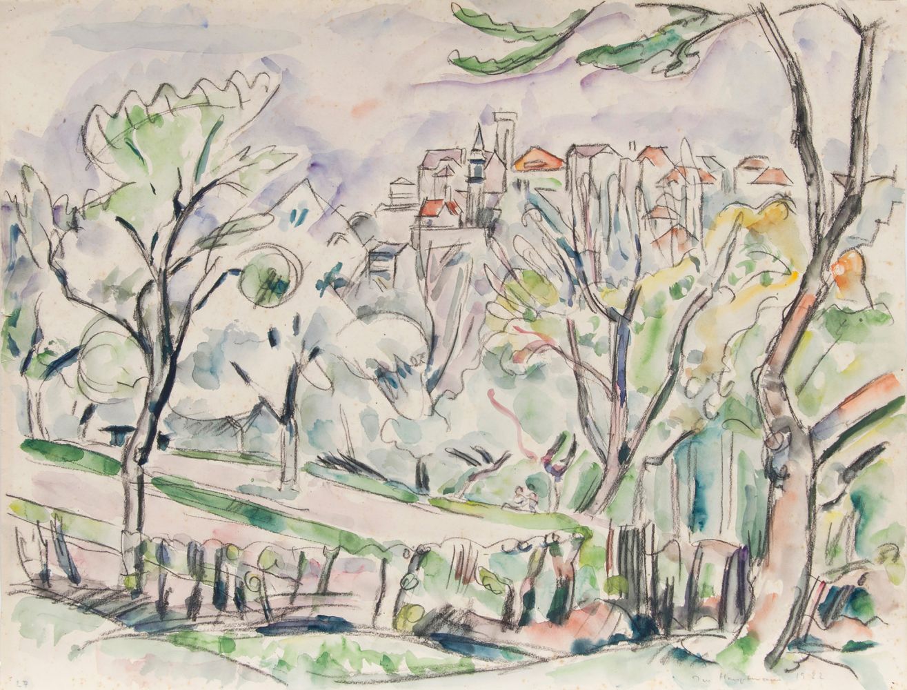 Ivo Hauptmann - Park with View onto a Town Park with View onto a Town