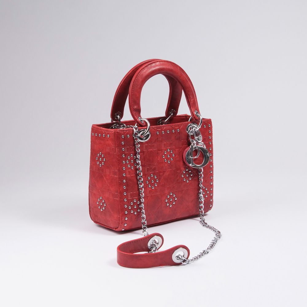 A Medium-sized Lady Dior Bag with Rivet Setting