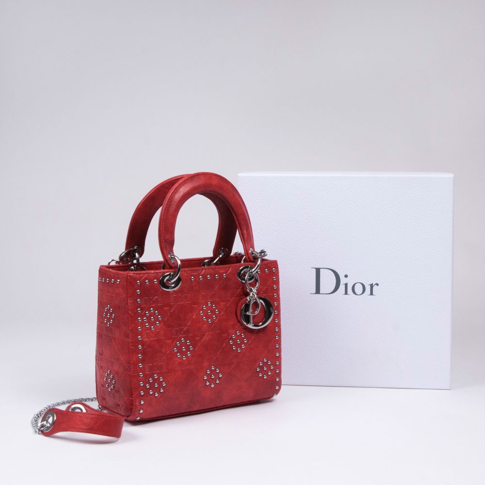 A Medium-sized Lady Dior Bag with Rivet Setting - image 2