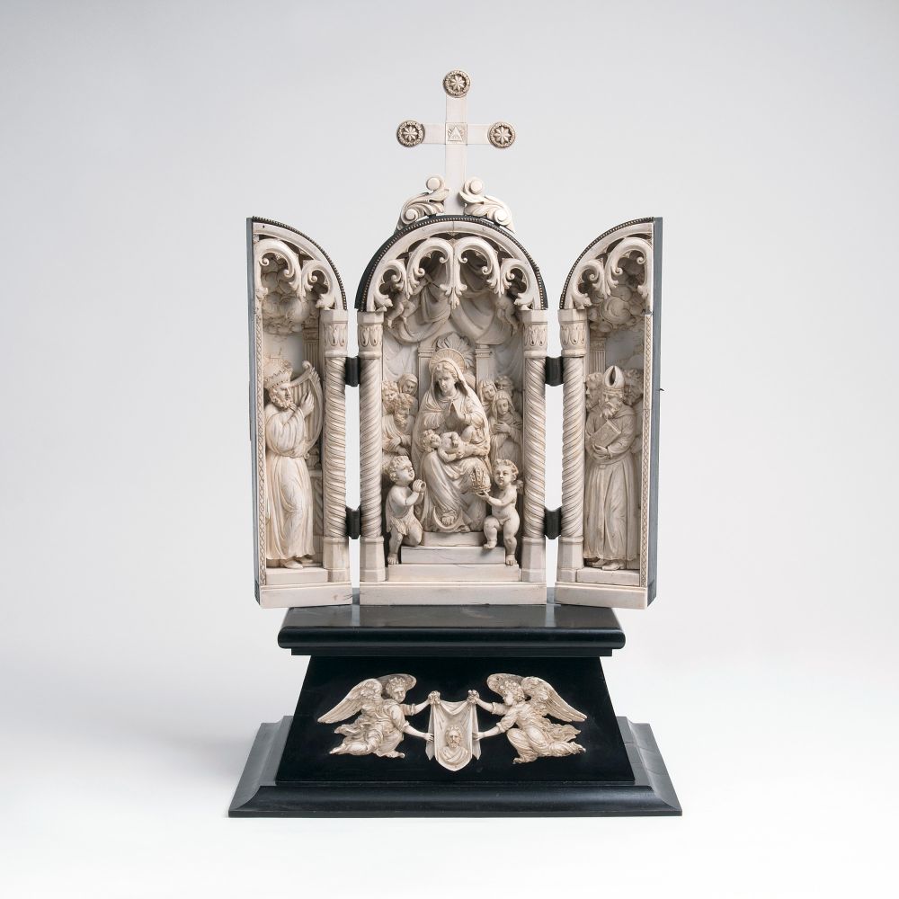 A rare Baroque Ivory Triptych A rare Baroque Ivory Triptych