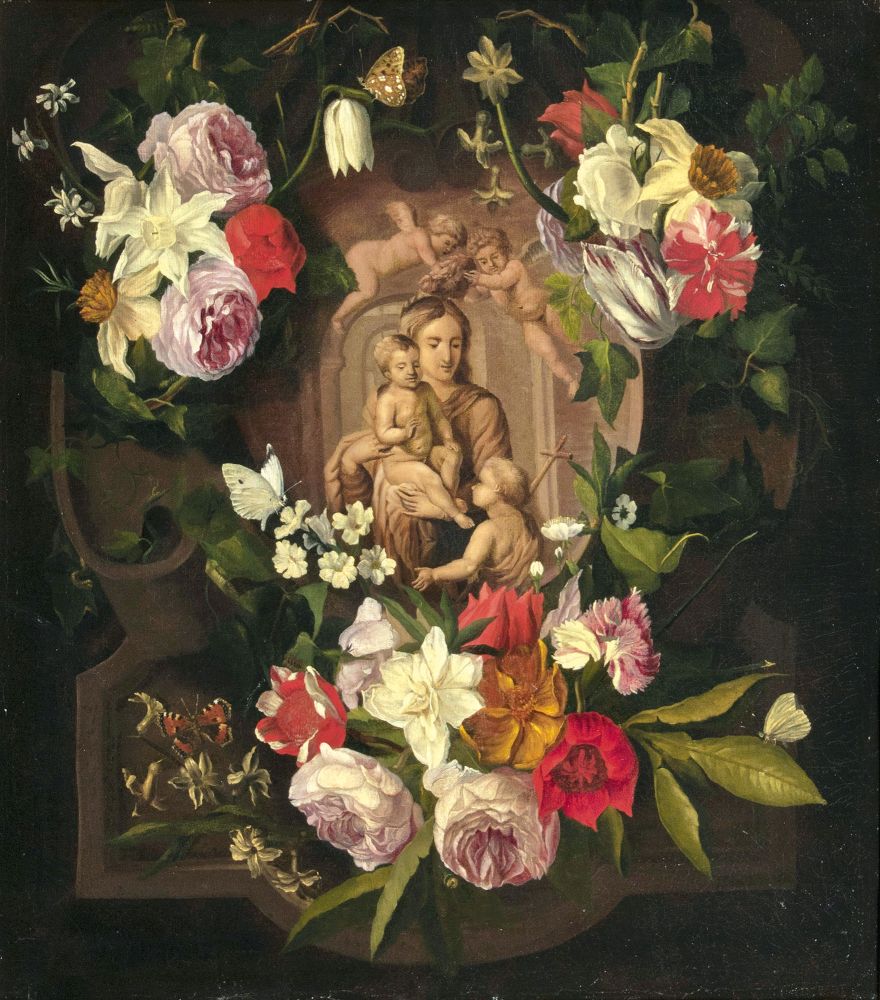 Madonna in a Garland of Flowers