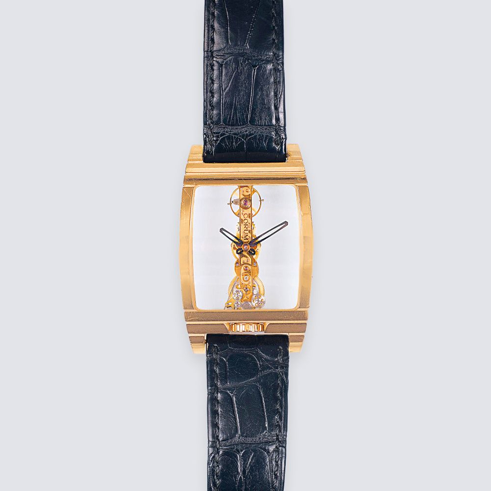 Seltene Tonneau Skeleton Herren-Armbanduhr 'Golden Bridge' in Roségold