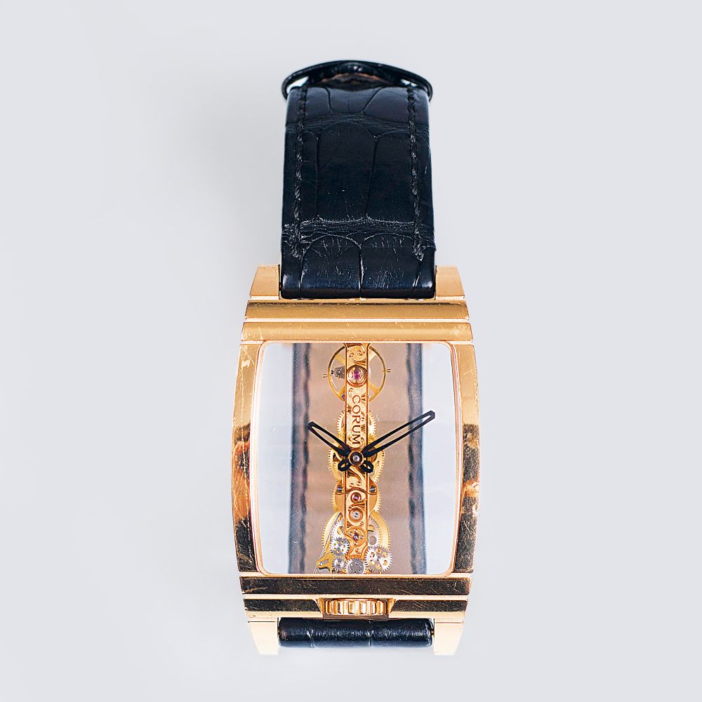 A rare Tonneau Skeleton Gentlemen's Wristwatch  'Golden Bridge' in Roségold - image 2