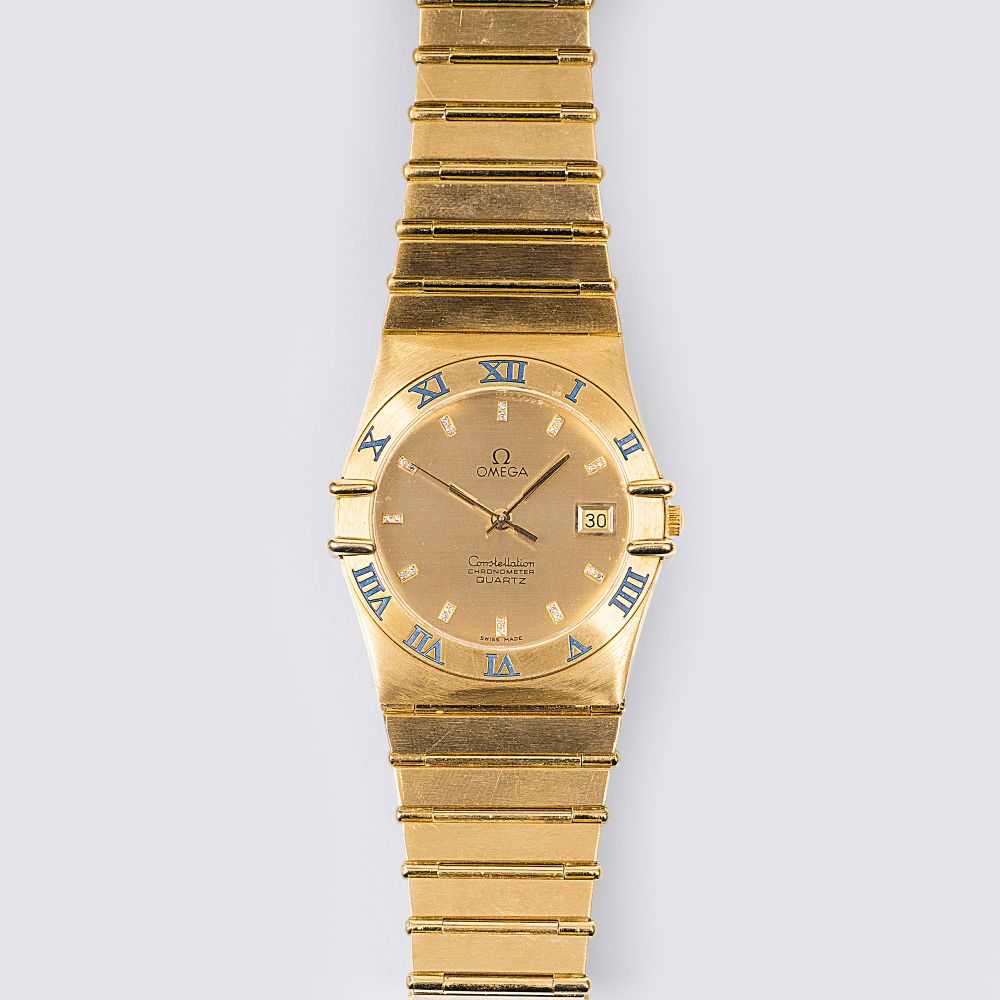 Omega - A Gold Gentlemen's Wristwatch 'Constellation Chronometer' with Diamonds A Gold Gentlemen's Wristwatch 'Constellation Chronometer' with Diamonds
