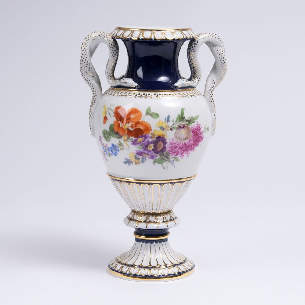 A Small Vase with Double Snake Handles and Flower Bouquets - image 2
