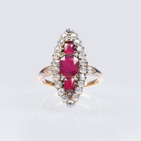 Antiker Rubin-Diamant-Ring