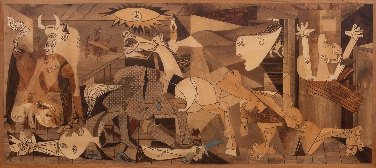 A Decorative Marquetry 'Guernica' after Picasso