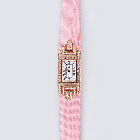 A Ladie's Gold Wristwatch 'Promesse' with Pink Diamonds