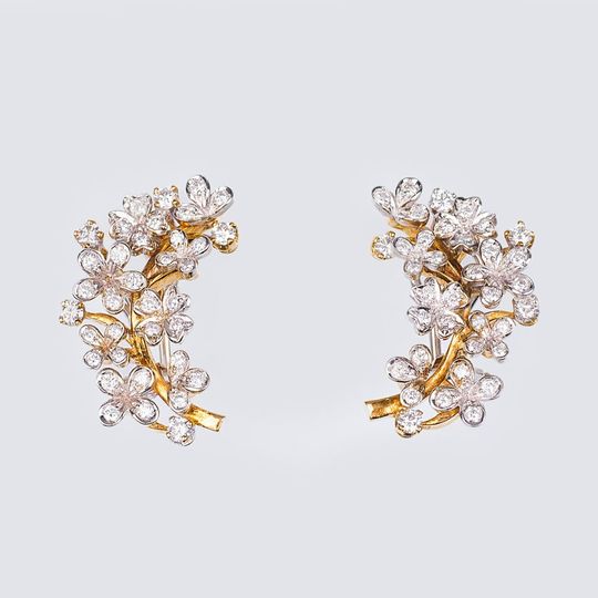 A Pair of Vintage Diamond Earclips