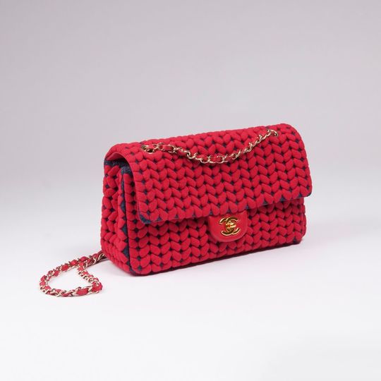 Red Braided Flap Bag