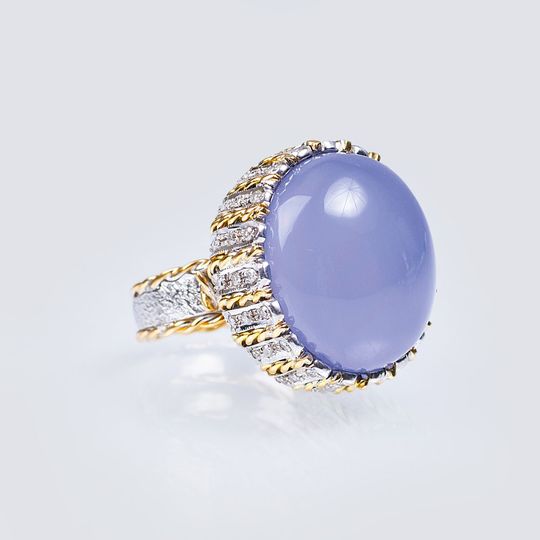 A Chalcedony Diamond Ring