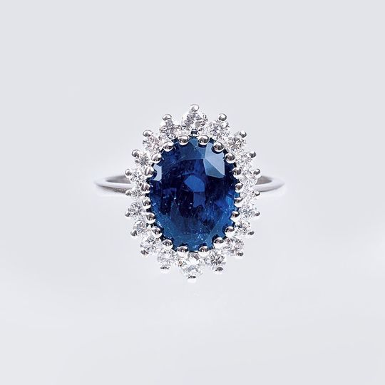 A Natural Sapphire Ring with Diamonds