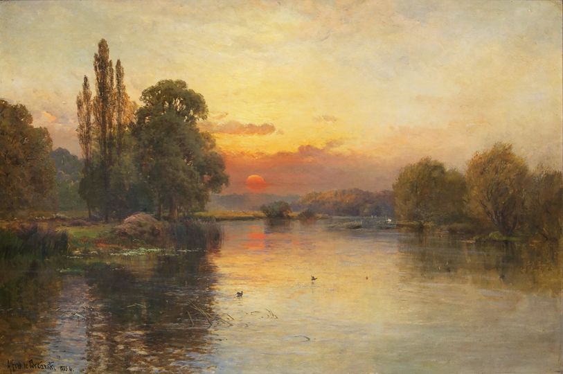 Sonnenuntergang über dem Fluss