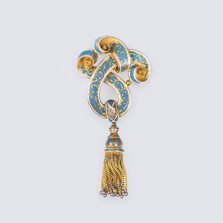 A Biedermeier Brooch with Enamel Ornaments