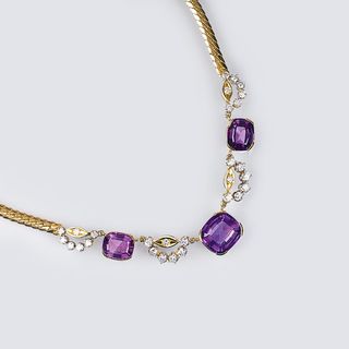 A Vintage Amethyst Diamond Necklace