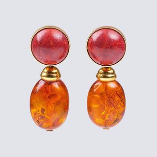 A Pair of Amber Earclips