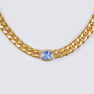 A Gold Necklace with Sapphire