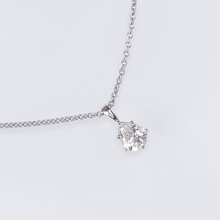 A pearshaped Solitaire Diamond Pendant on Necklace