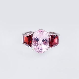 Kunzite Garnet Ring