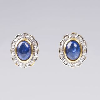 A Pair of petite Sapphire Diamond Earstuds