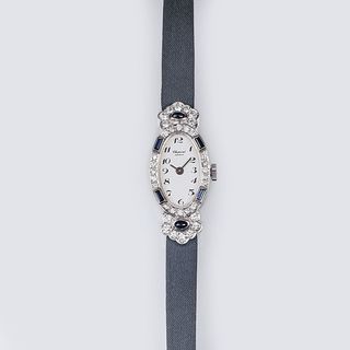 Gold Damen-Armbanduhr 'Art Deco' mit Brillant-Besatz