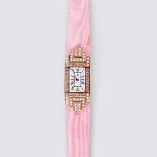 A Ladie's Gold Wristwatch 'Promesse' with Pink Diamonds