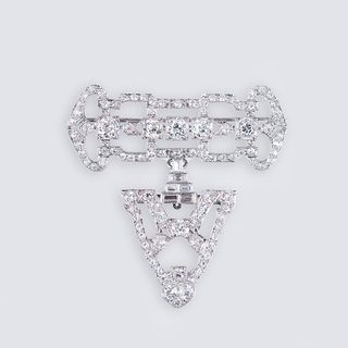 An Art-déco Brooch with Old Cut Diamonds